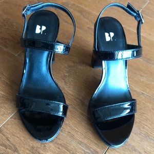 Black patent leather sandals